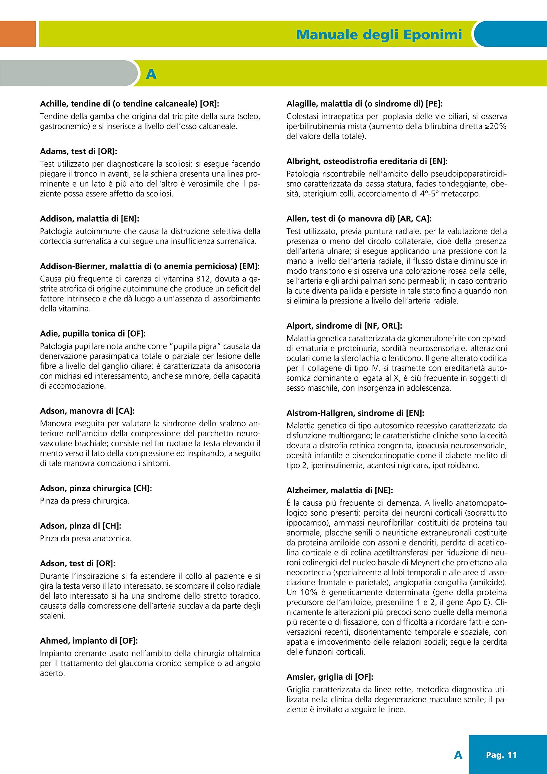 Manuale degli eponimi in medicina