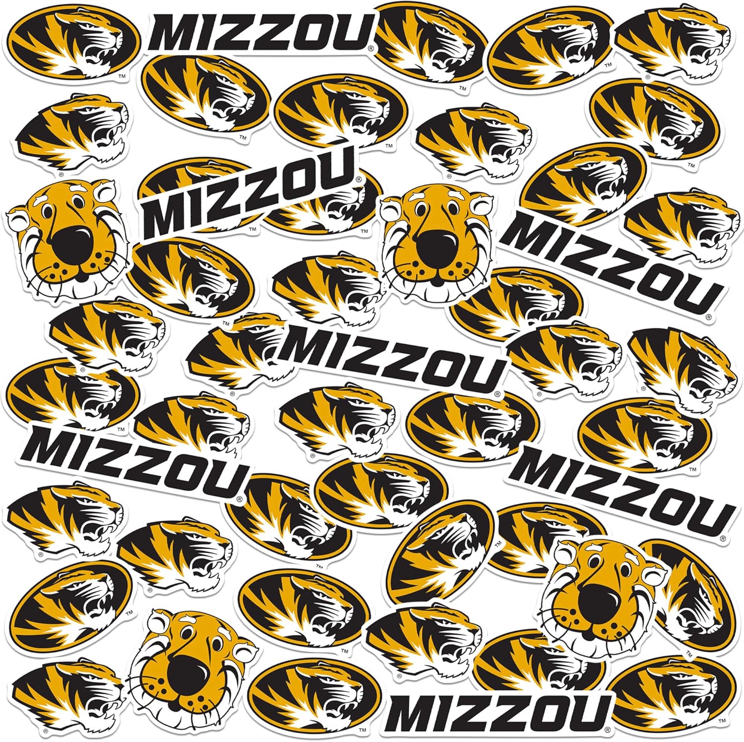 University of Missouri Spirit Logo Vinyl Large Deluxe Stickers Variety Pack - Laptop, Water Bottle, Scrapbooking, Tablet, Skateboard, Indoor/Outdoor