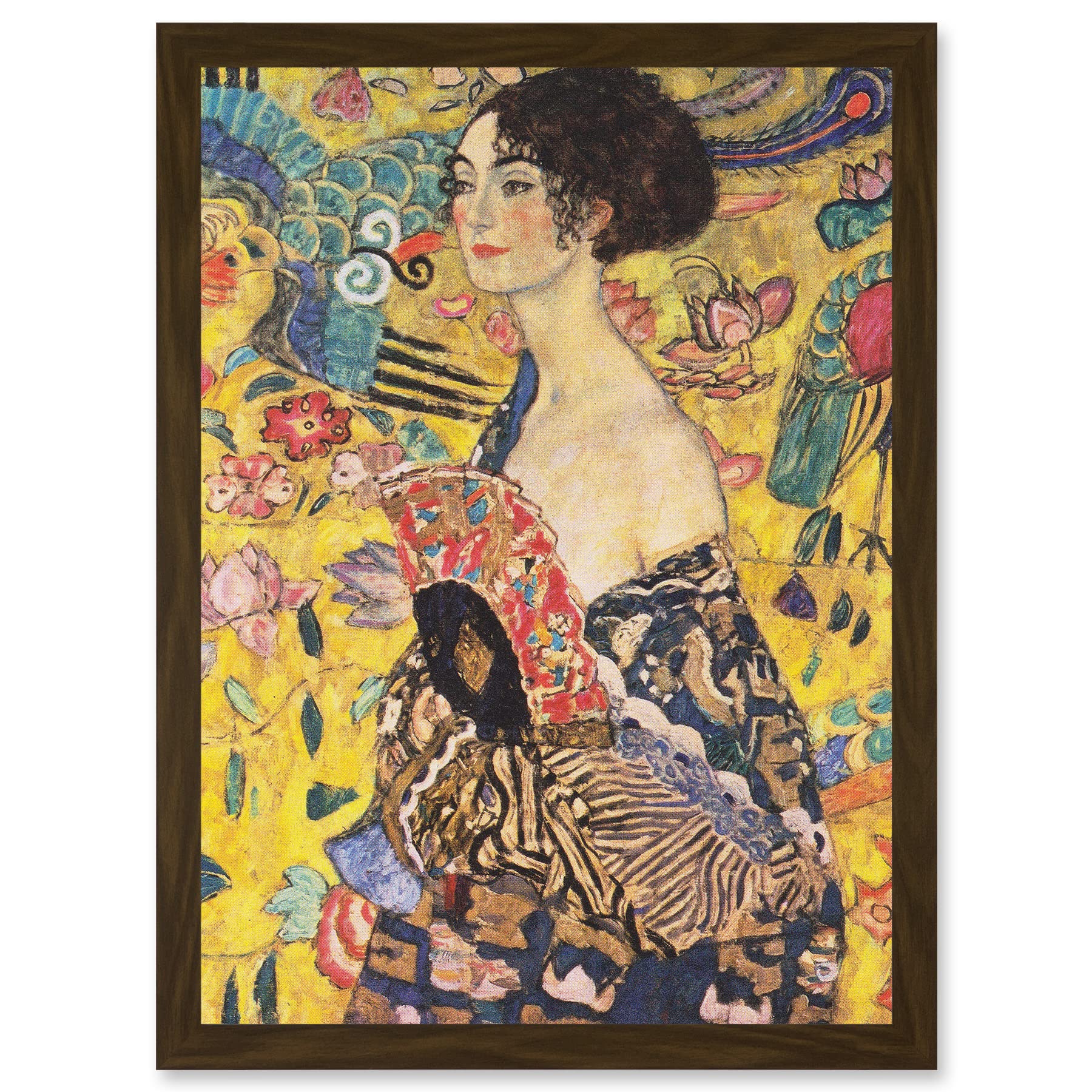 Artery8 Gustav Klimt Lady With Fan Painting Artwork Framed Wall Art Print A4