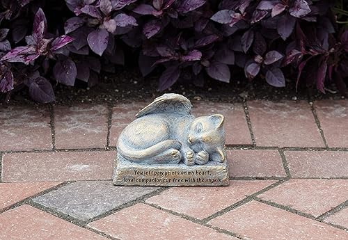 Miniatura 3 de Roman Estatua de jardín de gato con alas de ángel de 5.5 pulgadas de largo, piedra decorativa, regalo conmemorativo
