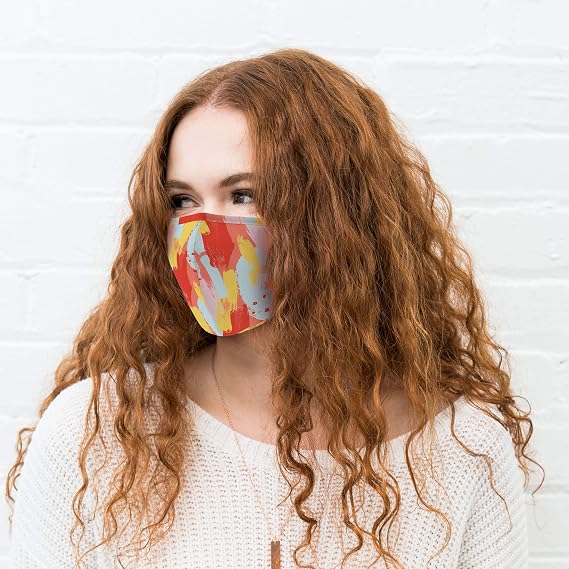 WEDDINGSTAR 3-Ply Adult Washable Cloth Face Mask Reusable and Adjustable with Filter Pocket - Abstract Brushstroke