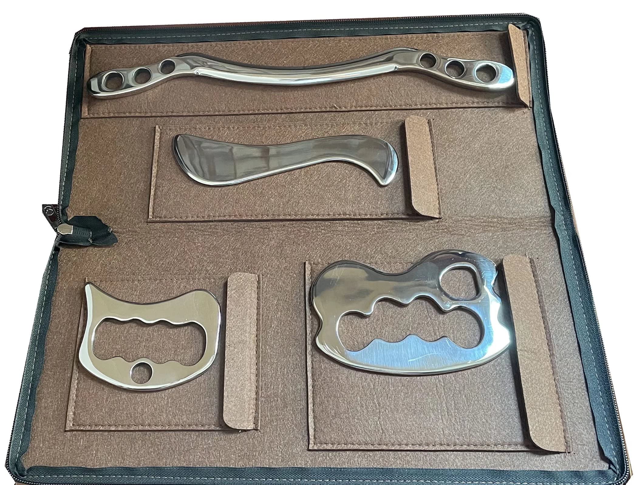 NCCYOOTGua sha Tool Stainless Steel gua sha-Set 4Cpcs -iastm Tool Gussha Massage Tool Muscle Scraping Tool for Soft Tissue Therapy and Reduce Arms,Back, Legs, Shoulder Muscle Pain…