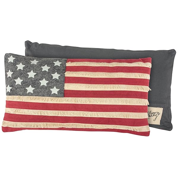 Rustic Fringed Patriotic Accent Pillow