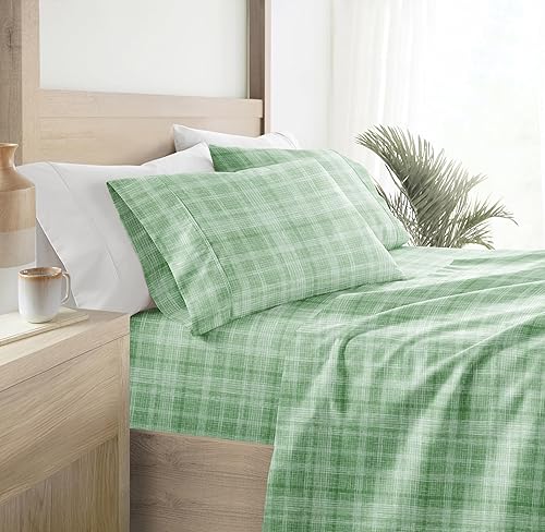 Miniatura 2 de ienjoy Home Simply Soft - Juego de sábanas de 4 piezas con patrón de paja, California King, Forrest (SS-4PC-THAT-CK-FO)