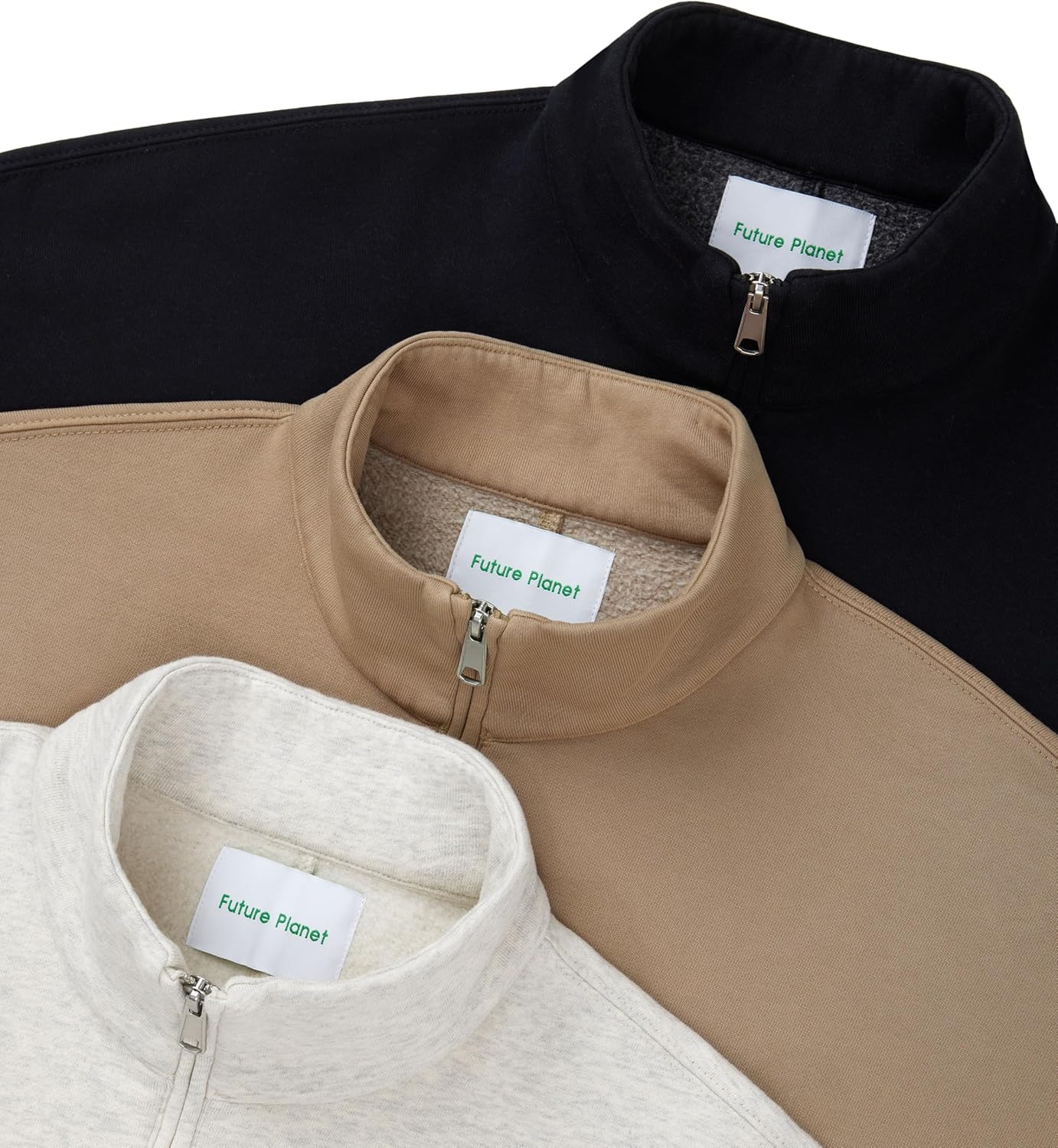 Future Planet Mens Globe Premium 1/4 Zip Fleece Lined Soft Cotton Pullover Sweatshirt Loose Fit - Image 6