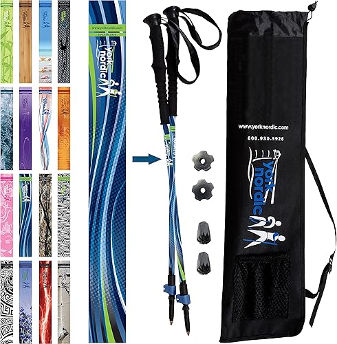 Miniatura 16 de York Nordic Bastones de senderismo y senderismo – Puños de espuma con correa nórdica – Ligeros, ajustables e ideales para el equilibrio – 2 piezas