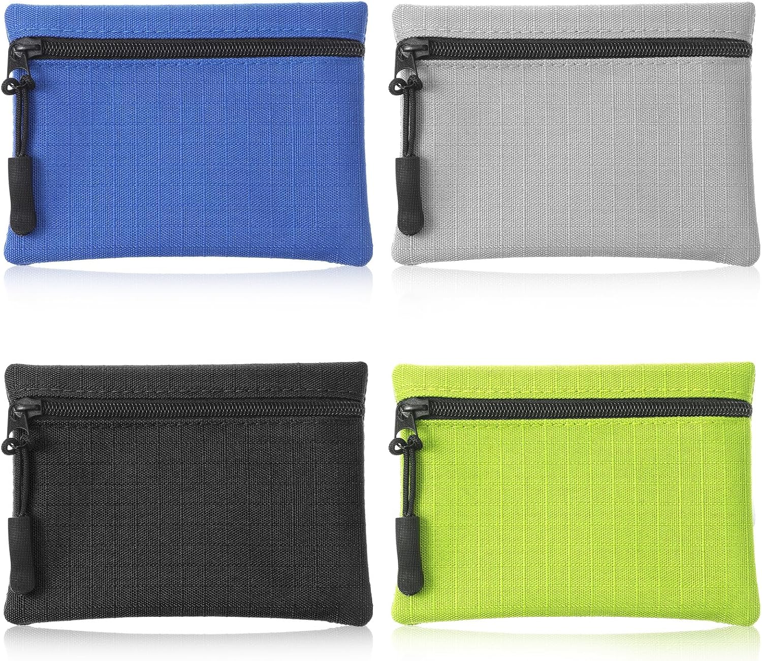 4 PCS Zipper Coin Purse, Oxford Cloth Mini Zipper Pouch, Mini Coin Purse, Portable Change Purses, Small Makeup Bag, Small Organizer Bags for Women (4 Colors, 4.7x3.4 Inch)