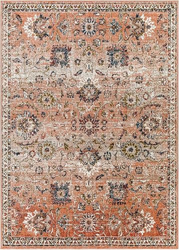 Miniatura 4 de Surya Davaro - Alfombra tradicional de medallón, 5 pies 3 pulgadas x 7 pies, color naranja