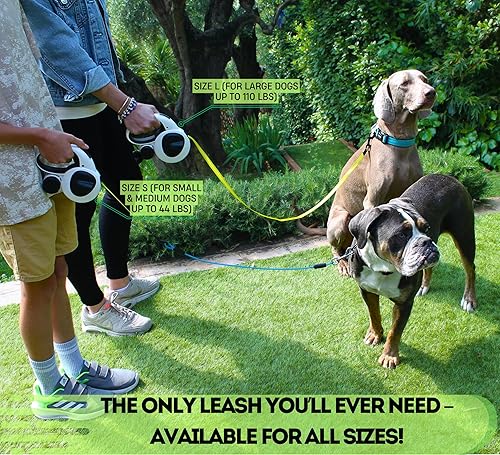 Miniatura 7 de Snuggle Paws - Correa retráctil para perro de 16 pies de alta resistencia, todo en uno para perros medianos de hasta 66 libras, linterna LED y cinta