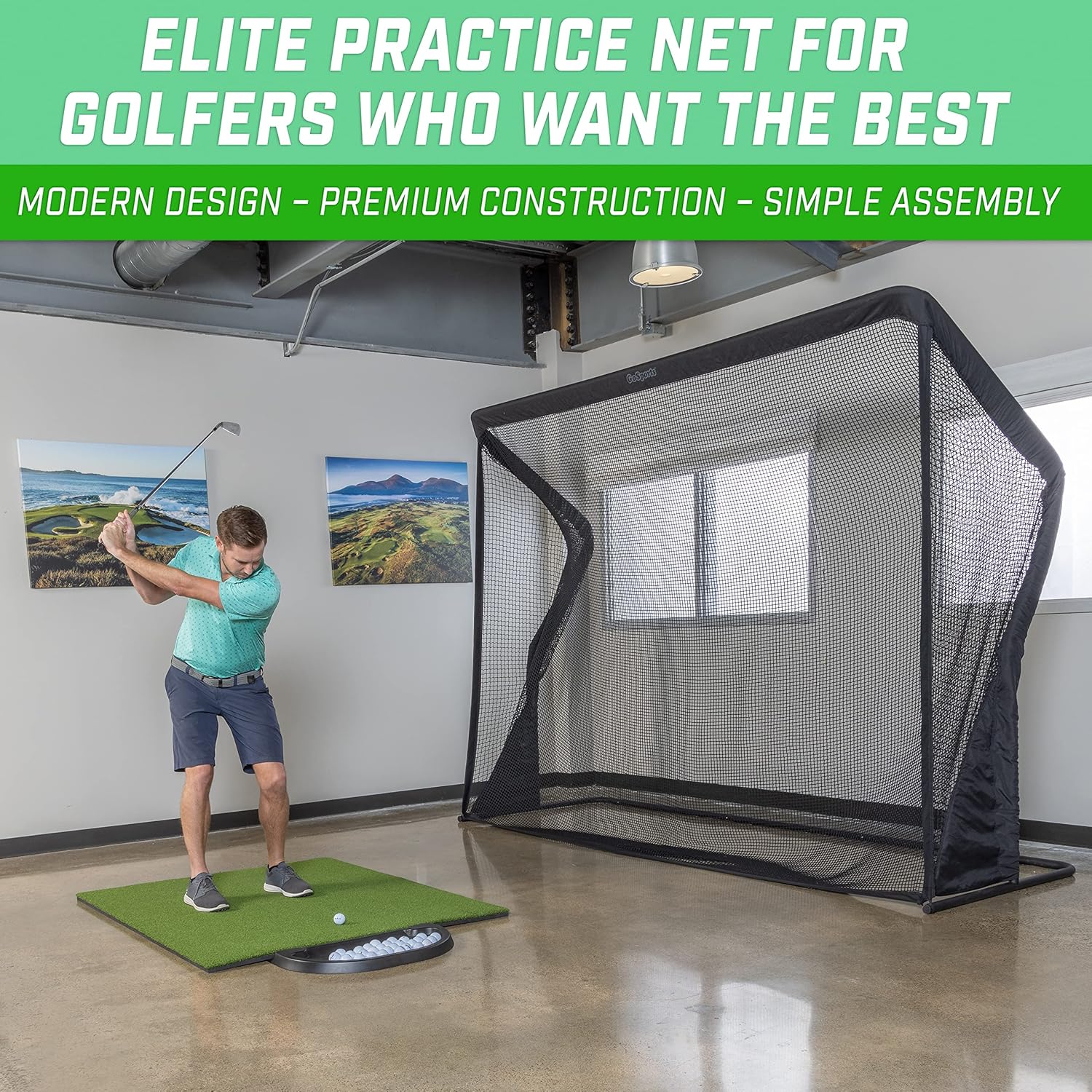 GoSports Elite Golf Practice Net with Steel Frame - Choose 10' or 7' Size : Sports & Outdoors