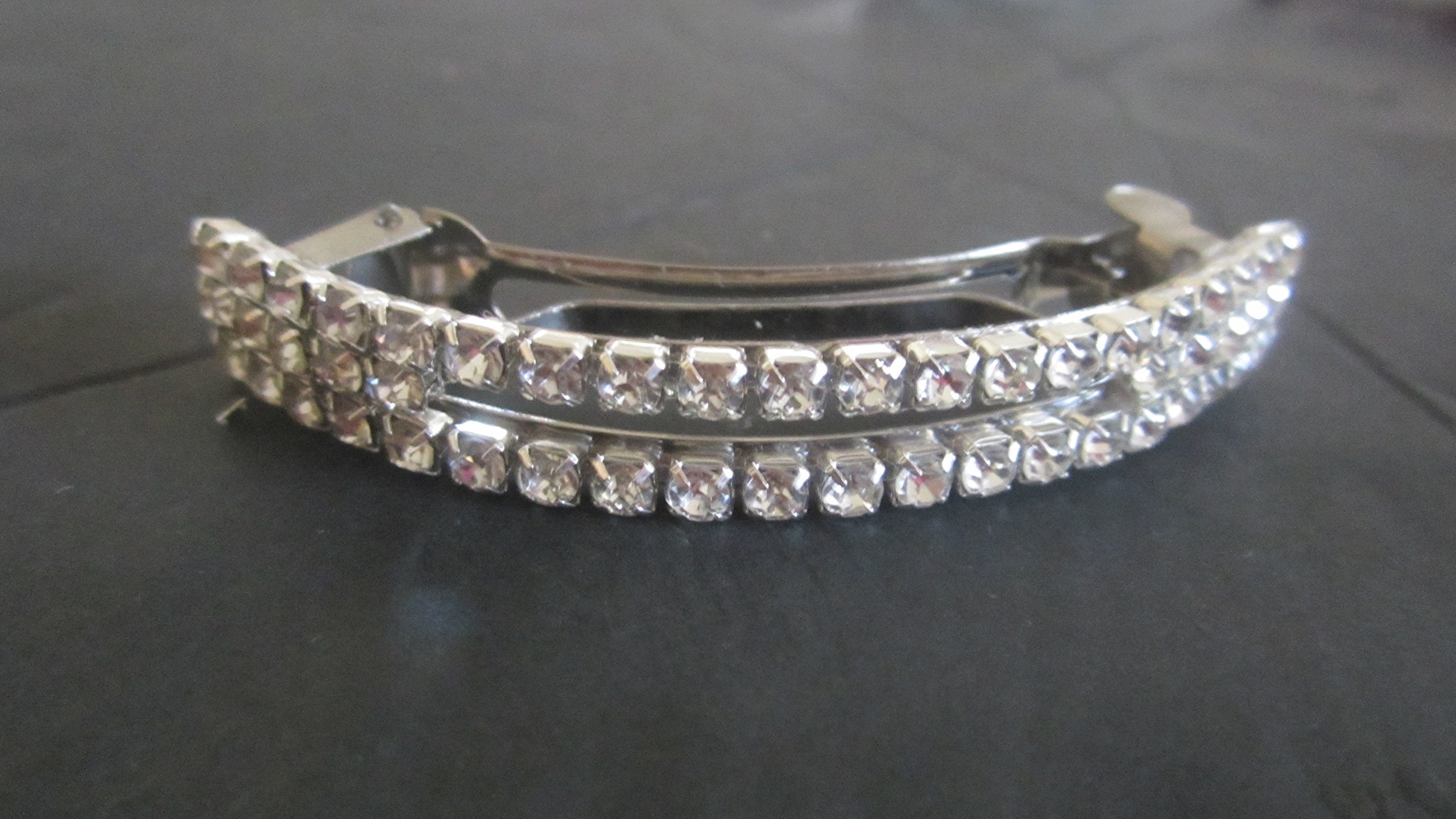 Curved Crystal Hair Barrette 80mm 3inch
