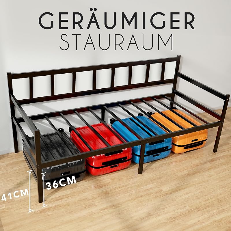 Dreamzie Day Bed 2-1 Fém Ágy - Kanapéágy 92x202 cm Fekete