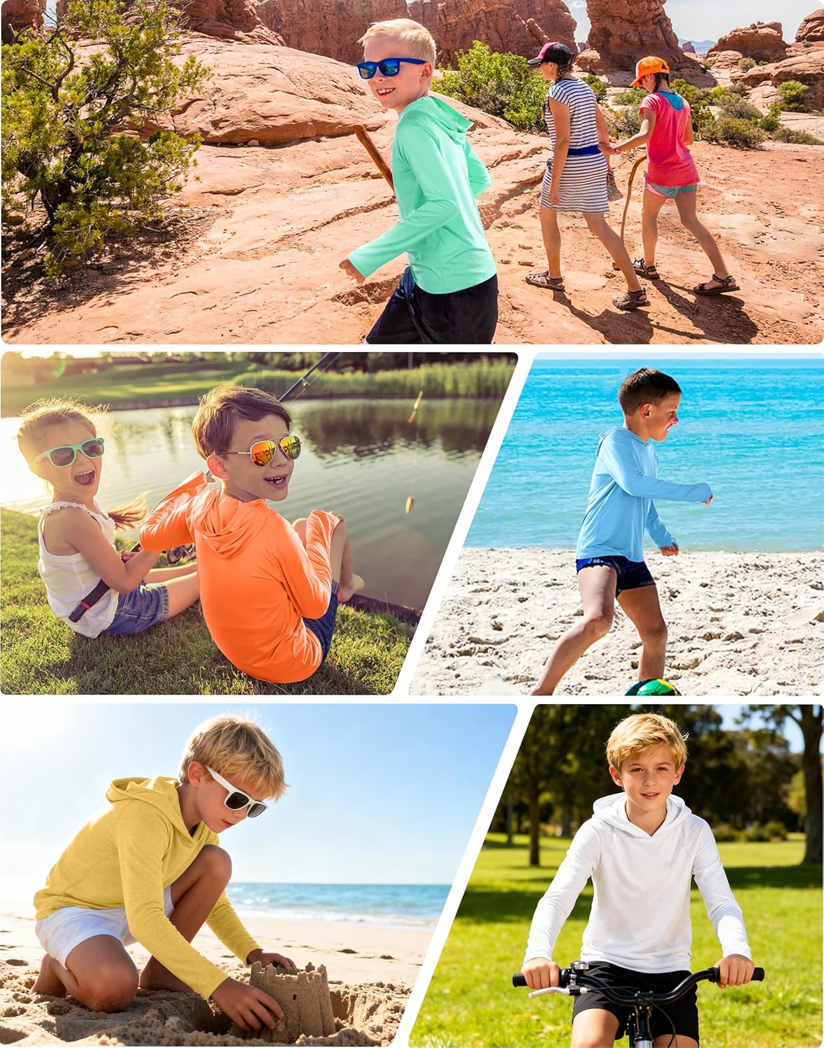 Roadbox Boys Rash Guard Hooded Fishing Shirt, Kids UPF 50+ Long Sleeve Sun Hoodie, Youth UV Protection Beach Swim Shirts - Image 6