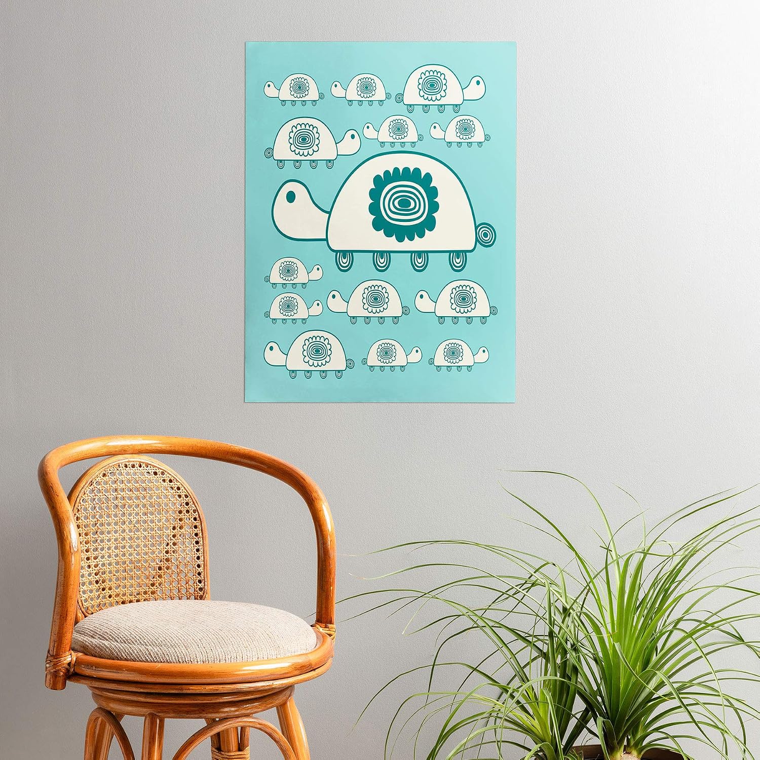 Deny Designs Gabriela Larios Tortugota Aqua Poster, 18x24, Blue