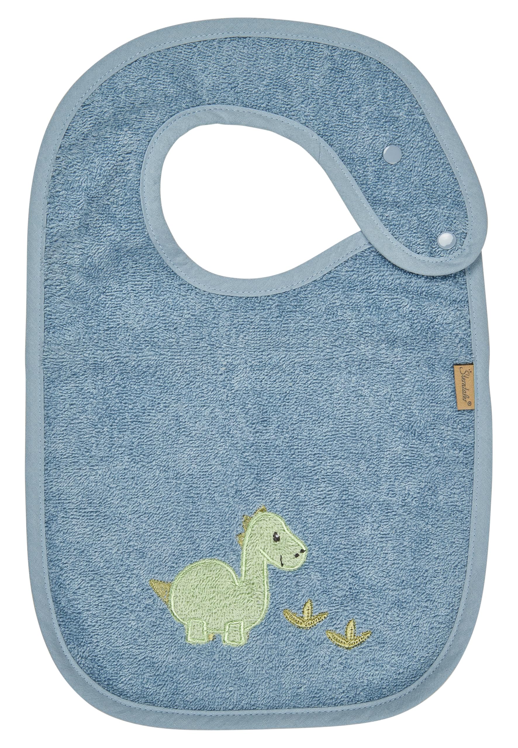 Sterntaler Dino Rexi Lätzchen - Baby Lätzchen aus saugfähiger Baumwolle mit Druckknopfverschluss, blau
