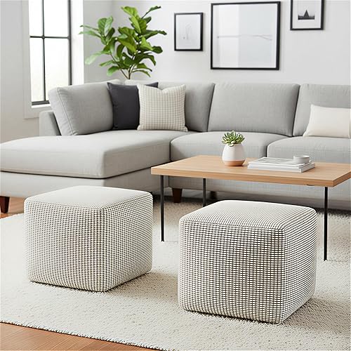 Miniatura 12 de SIMPLIHOME Eastmont - Puf cuadrado bohemio con relleno de poliestireno color crema para sala de estar, dormitorio y habitación de los niños