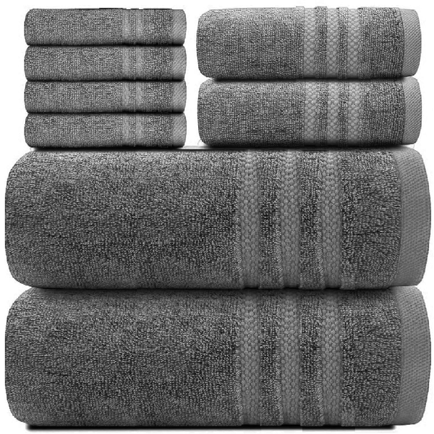 Luxury Towels 800GSM 100% Egyptian Cotton Super Soft Face Hand Large Jumbo Bath Sheets Quick Dry Bath Towels Hotel Quality Bathroom Towels Set (Charcoal Grey, 2X Face Cloth)
