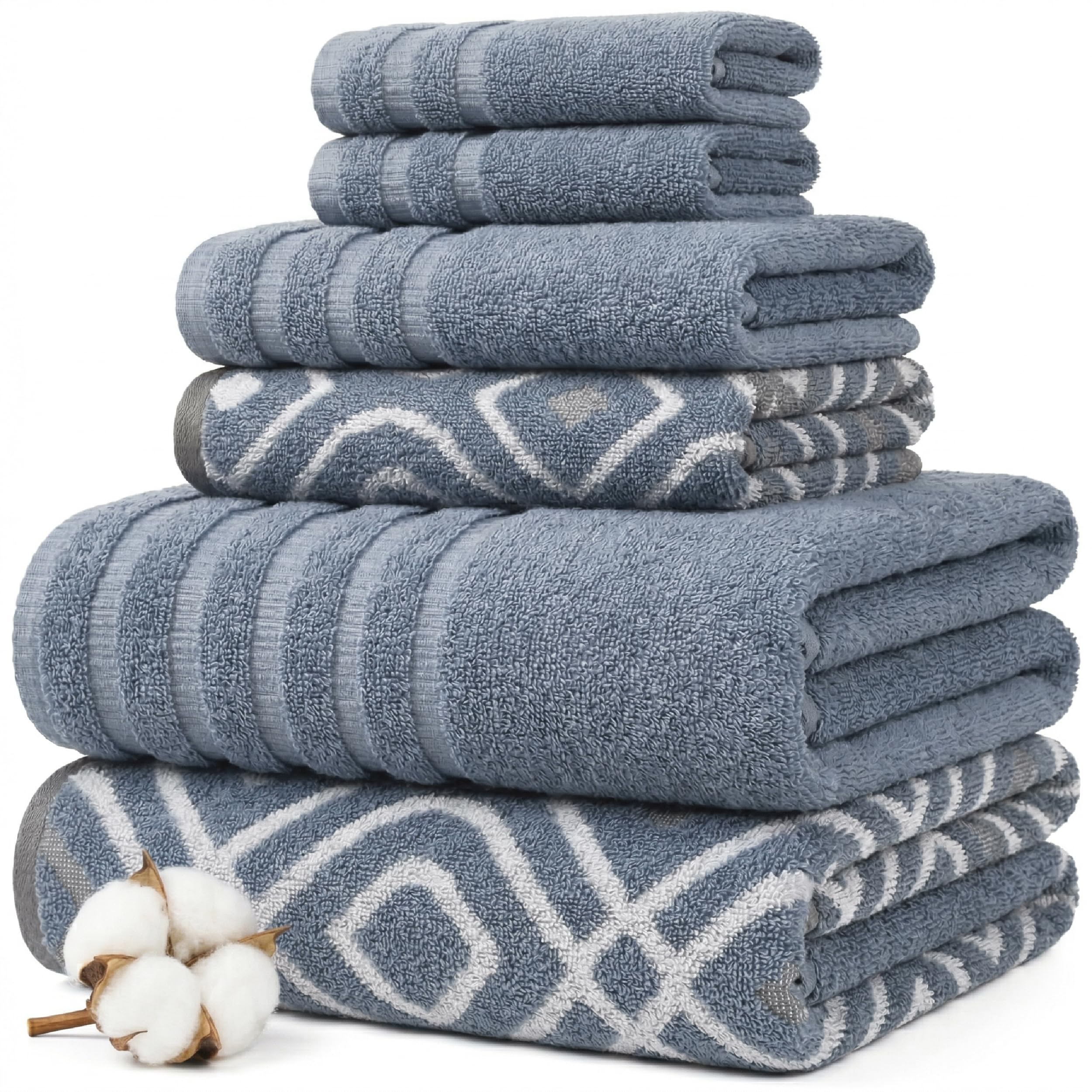 Amrapur Pacific Coast Textiles 6 Pc Yarn Dyed Towel Oxford Blue, 6-Piece