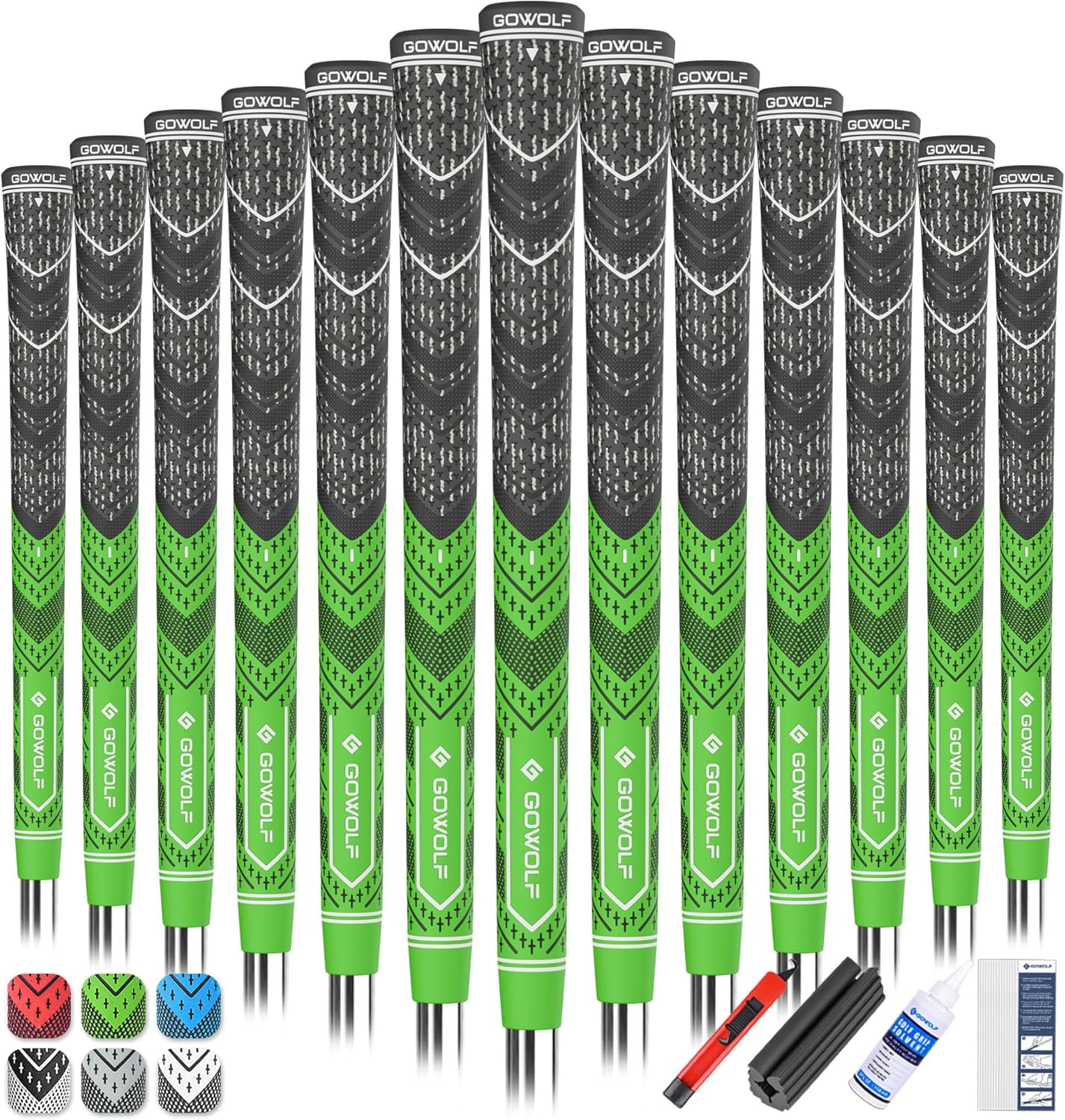 Gowolf Golf Grip Cord Rubber Multi-compound Golf Driver Irons Club Choose 13 Grips with 15pcs Tapes Or Full Kit choose one
