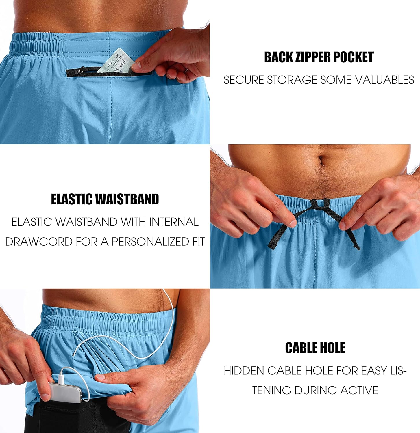 Pudolla Men’s 2 in 1 Running Shorts 5" Quick Dry Gym Athletic Workout Shorts for Men with Phone Pockets : Sports & Outdoors