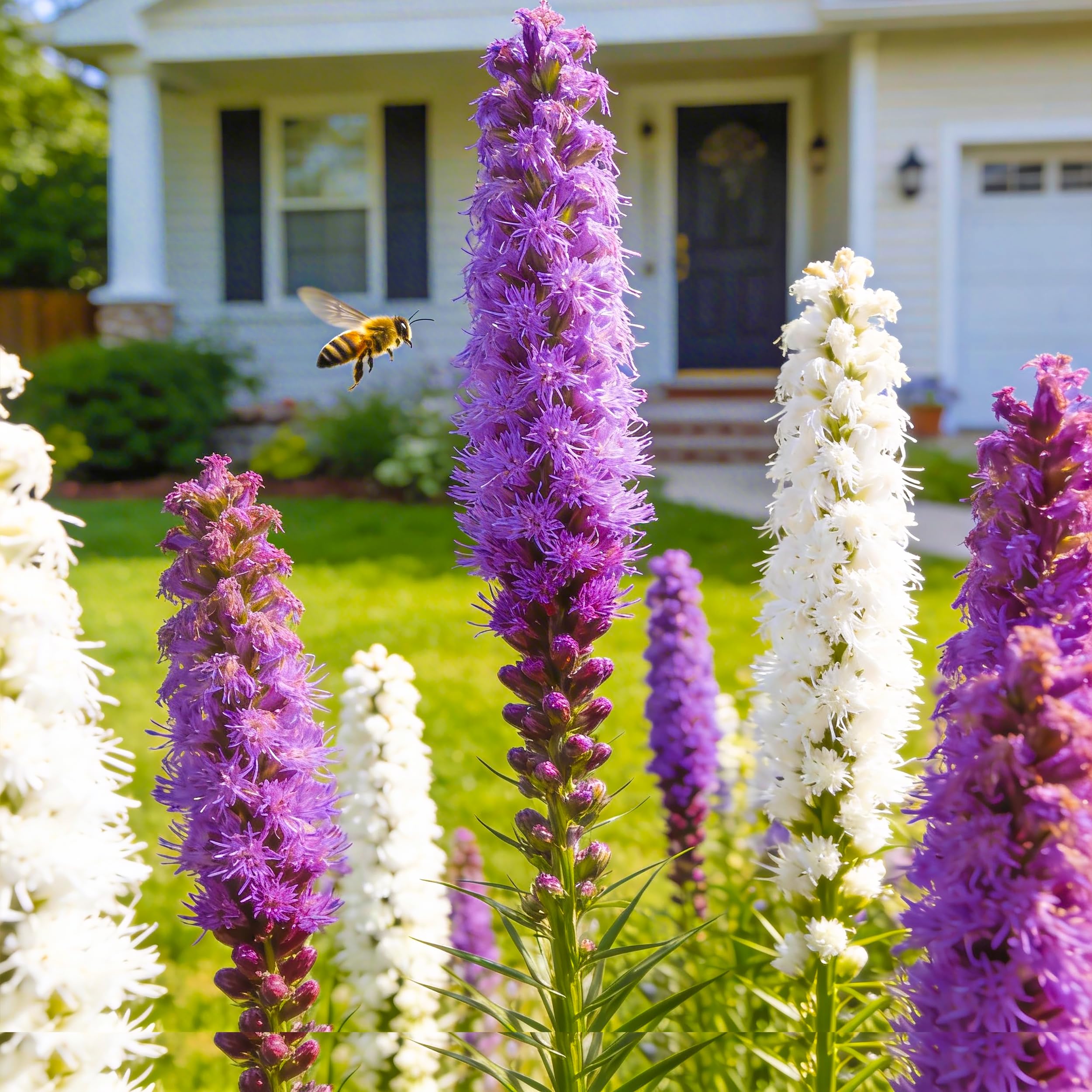 15 Mixed Purple White Liatris Spicata Bulbs for Planting – Blazing Star Perennial Garden Bulbs Tall Summer Bloom Gayfeather Plants for Borders Wildlife Pollinator Friendly Outdoor Flower Corms