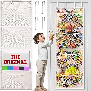 The Original Stuffed Animal Storage (Patented) - Over Door Organizer for Stuffies, Toy Plush/Hammock Baby Hanging Storage Net Big Girls Toddler Large Bag Animals