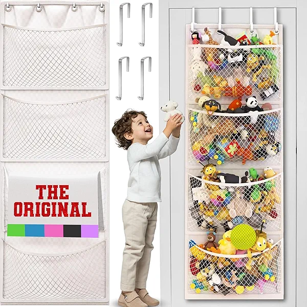 The Original Stuffed Animal Storage (Patented) - Over Door Organizer for Stuffies, Toy Plush/Hammock Baby Hanging Storage Net Big Girls Toddler Large Bag Animals