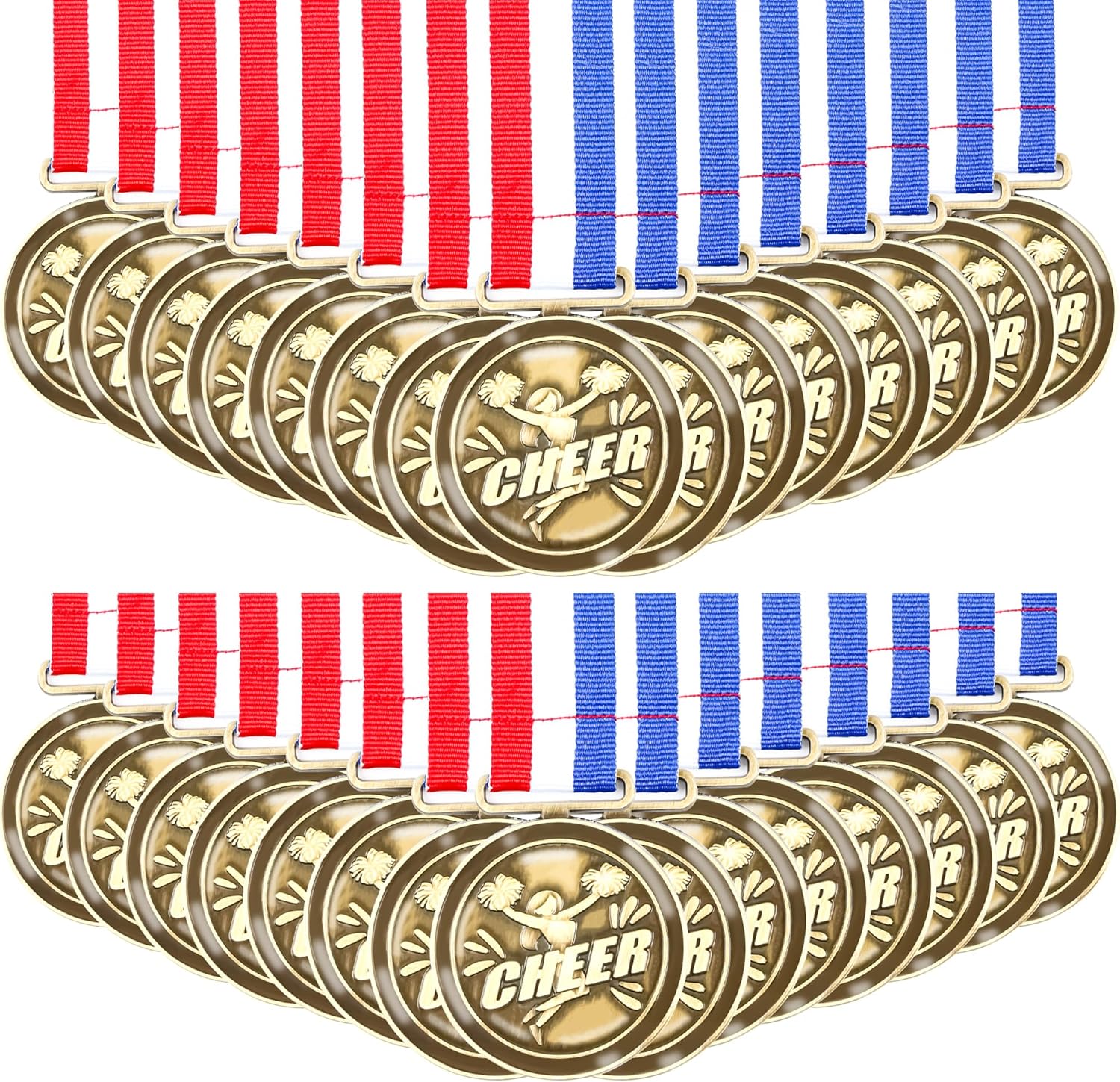 30 pcs Cheer Medals - Cheerleader Award Medals for Kids and Adults,Cheerleading Medals with Neck Ribbons (2 inch)
