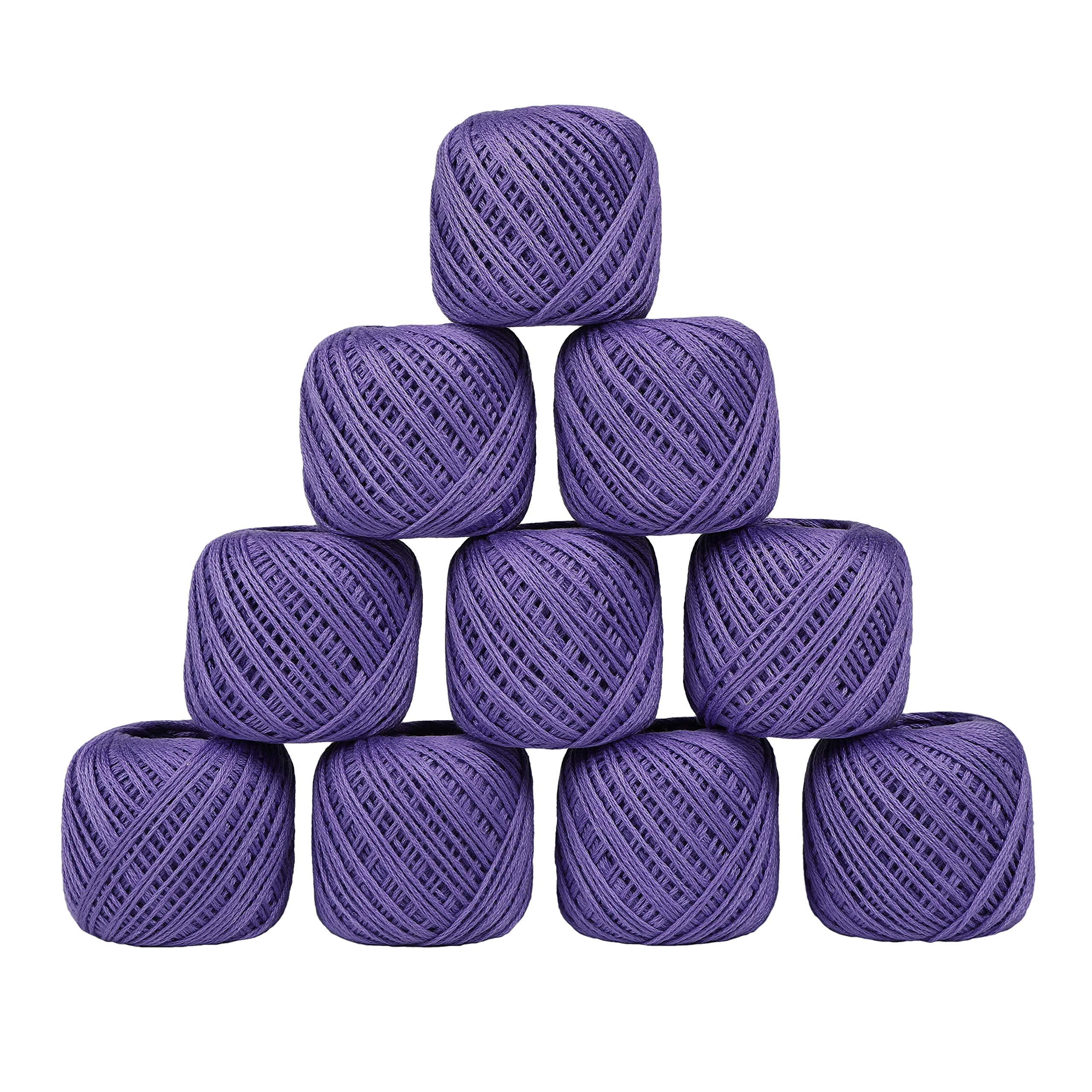 CORIOXCrochet Thread Set of 10 Ball Crochet Cotton Thread Yarn for Knitting and Craft Making. Size 20 Gram 55 to 60 mtr Approx (Purple)