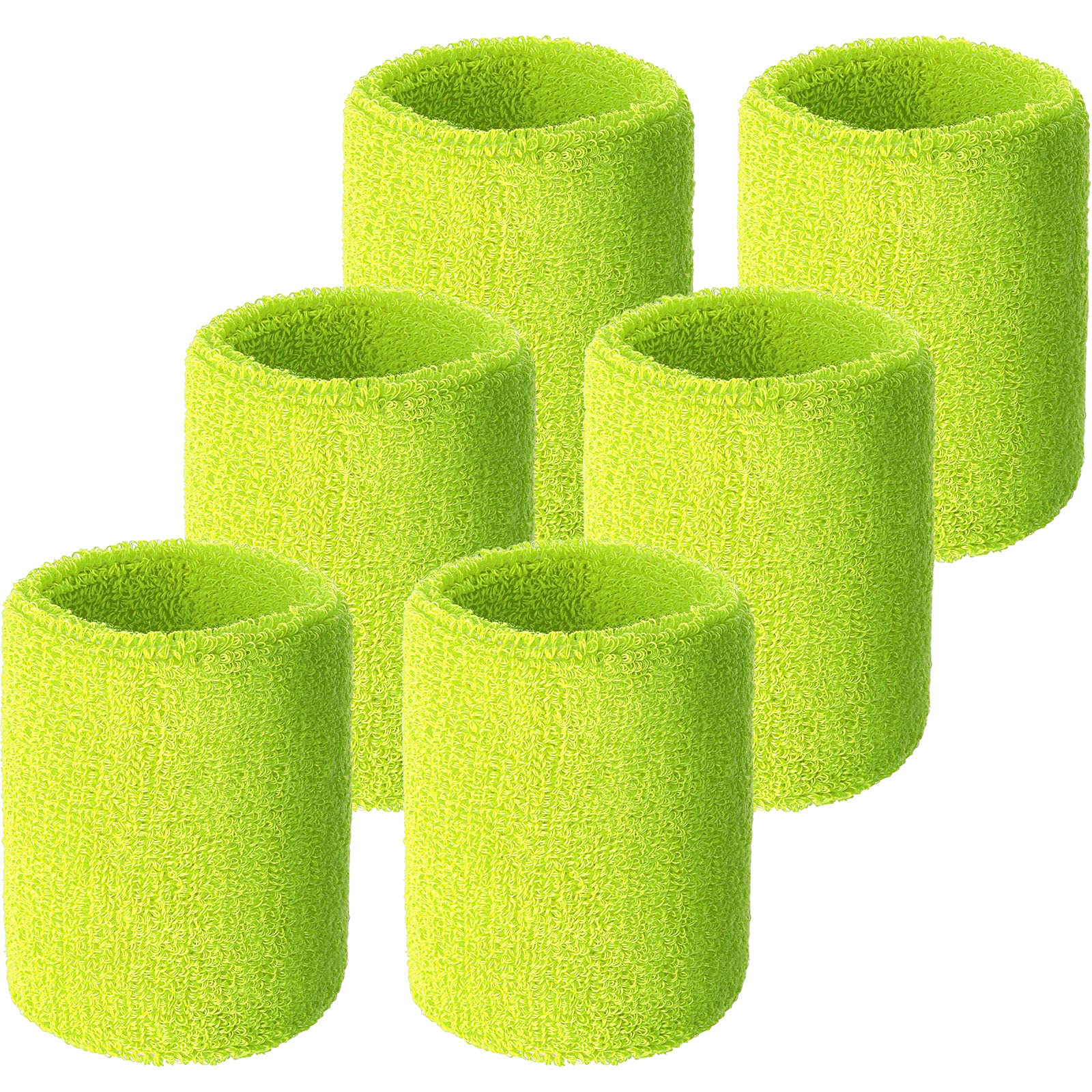 Willbond 6 Pack Wrist Sweatbands Sports Sweatbands for Competition Sweat Absorbing Basketball Tennis Football Running Work Neon Yellow โ image 1