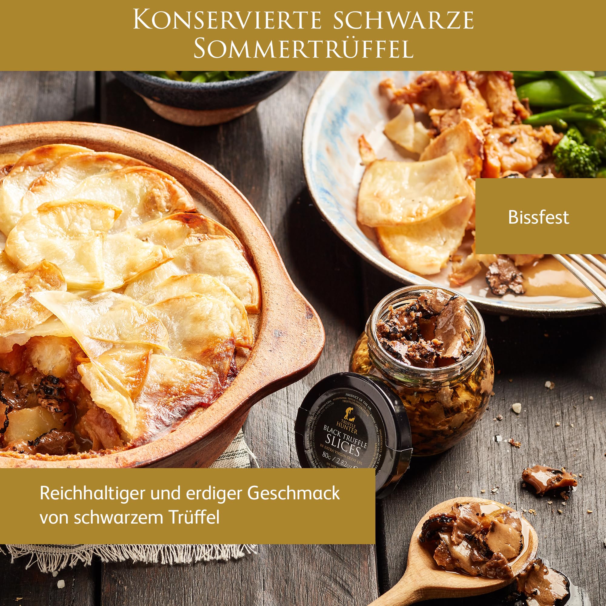 TruffleHunter Schwarze Trüffelscheiben in nativem Olivenöl extra 80 g