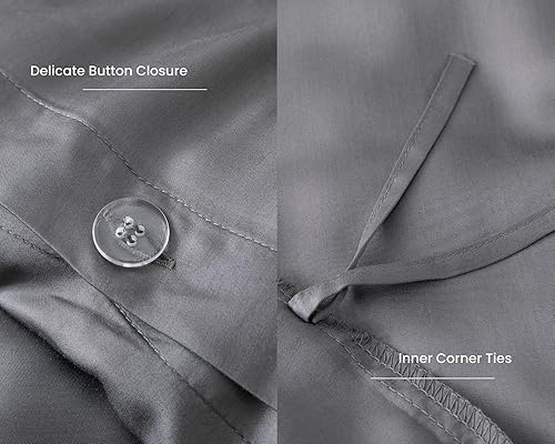 Miniatura 3 de GOKOTTA Juego de 3 fundas de edredón 100% rayón de bambú, funda de edredón suave con cierre de botón y lazos en las esquinas, 2 fundas de almohada