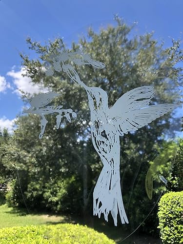 Miniatura 2 de DCentral Colibrí II  Vinilo decorativo para ventana "grabado"  8 x 12 pulgadas. Los objetos son opacos, el fondo es transparente