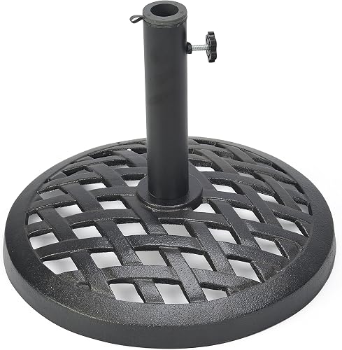 Trademark Innovations UMBASE-HSHTG-BL Cast Iron Hashtag Umbrella Base, 17.7" Diameter, Black Finish