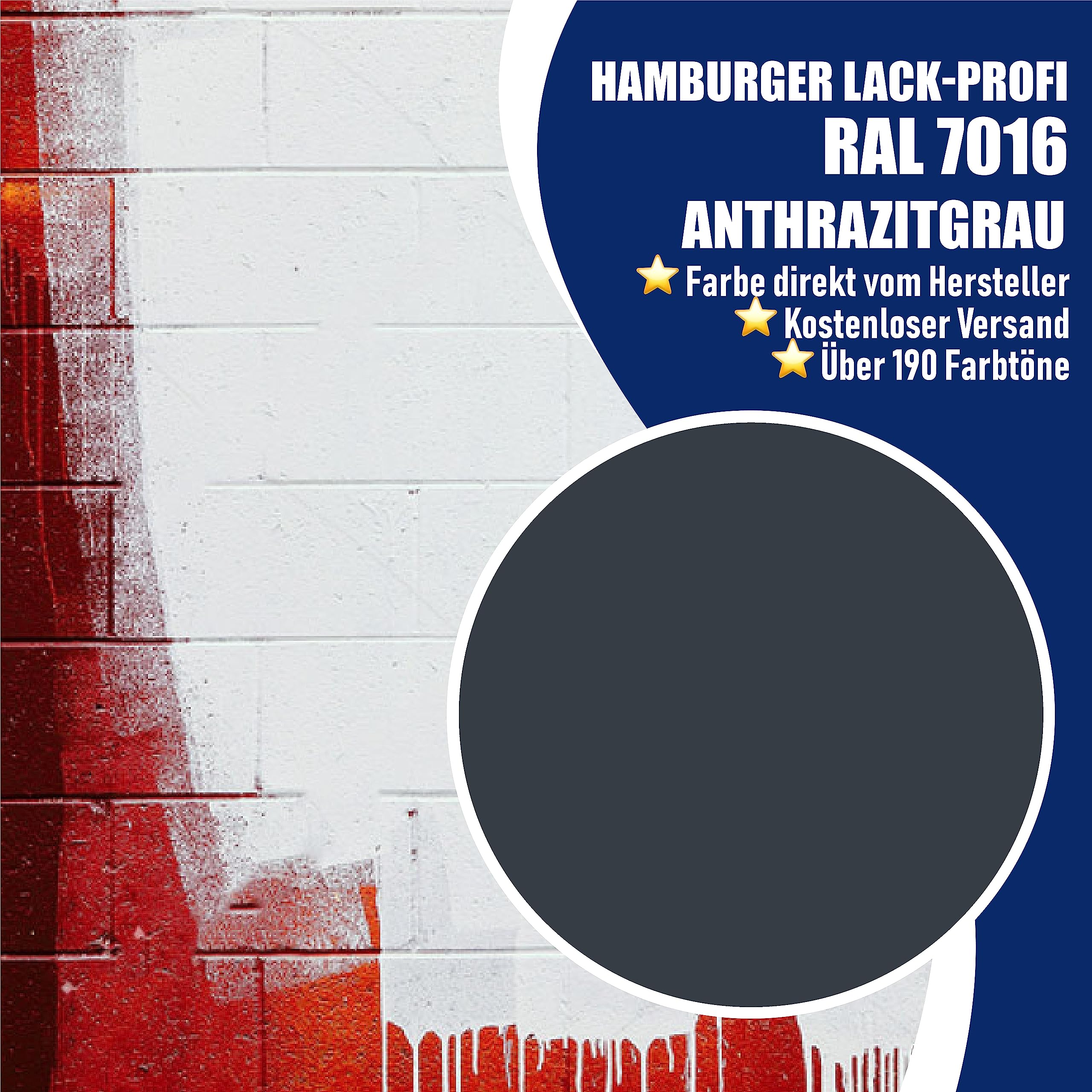 Hamburger Lack-Profi Betonfarbe SEIDENMATT Anthrazitgrau RAL 7016 Grau Bodenfarbe Bodenbeschichtung Betonbeschichtung Fassadenfarbe (1 L)