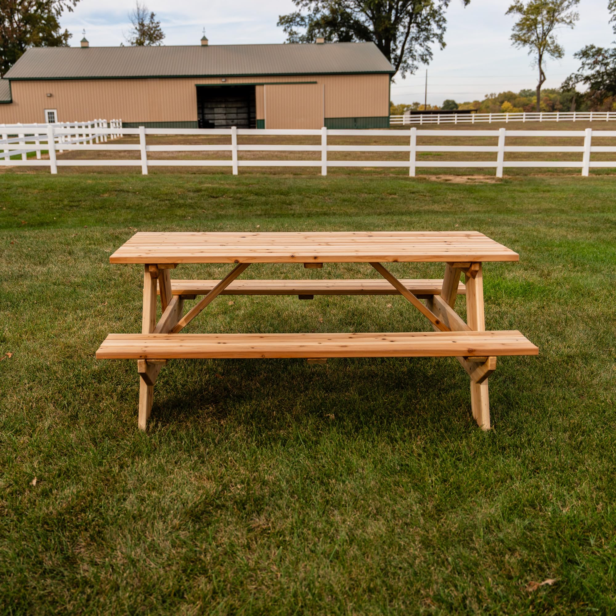 Jack and June Cedar Wood Rectangular Picnic Table