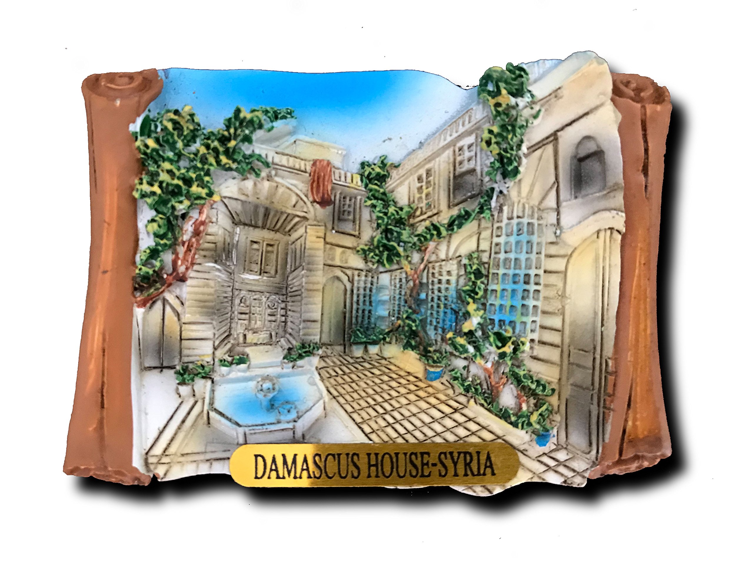 Wedarego Blue Damascus House Syria 3D Refrigerator Magnet Travel Souvenirs,Hand-Made Syria Fridge Magnet Home And Kitchen Decoration Magnetic Sticker