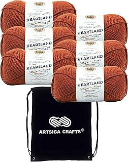 Lion Brand Heartland Yarn Yosemite 136-135 (6-Skein) Same Dye Lot Worsted Medium #4 Soft Knitting Yarn Crochet 100% Acrylic Bundle with 1 Artsiga Craft Bag