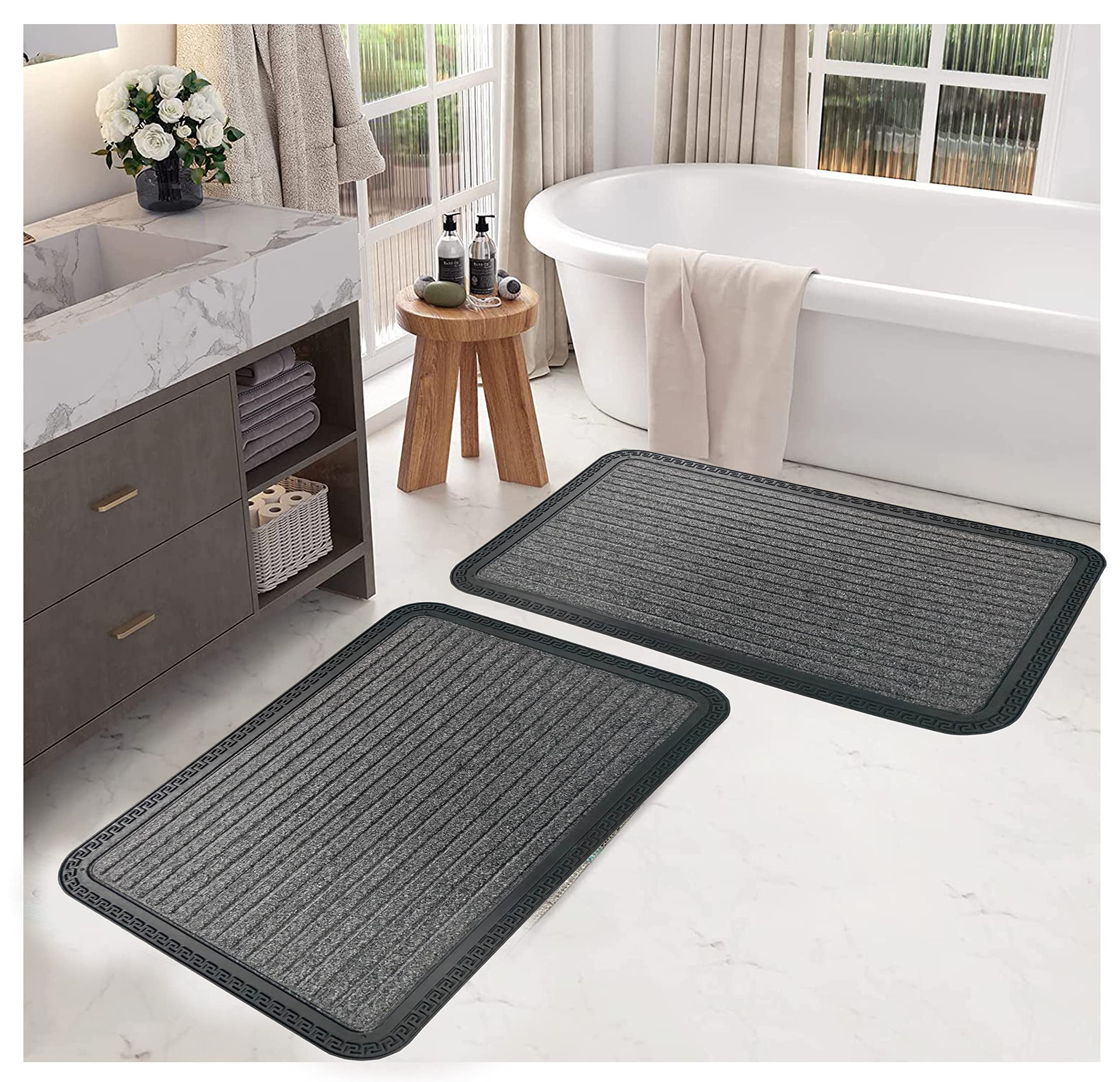 AaHo Decor 2 Pieces Polypropylene Anti-Skid Rubber Backing Door Mat for Home Entrance, Rectangle, Black, 60x40 cm (B09HCGSRVM) Amazon Price History, Amazon Price Tracker