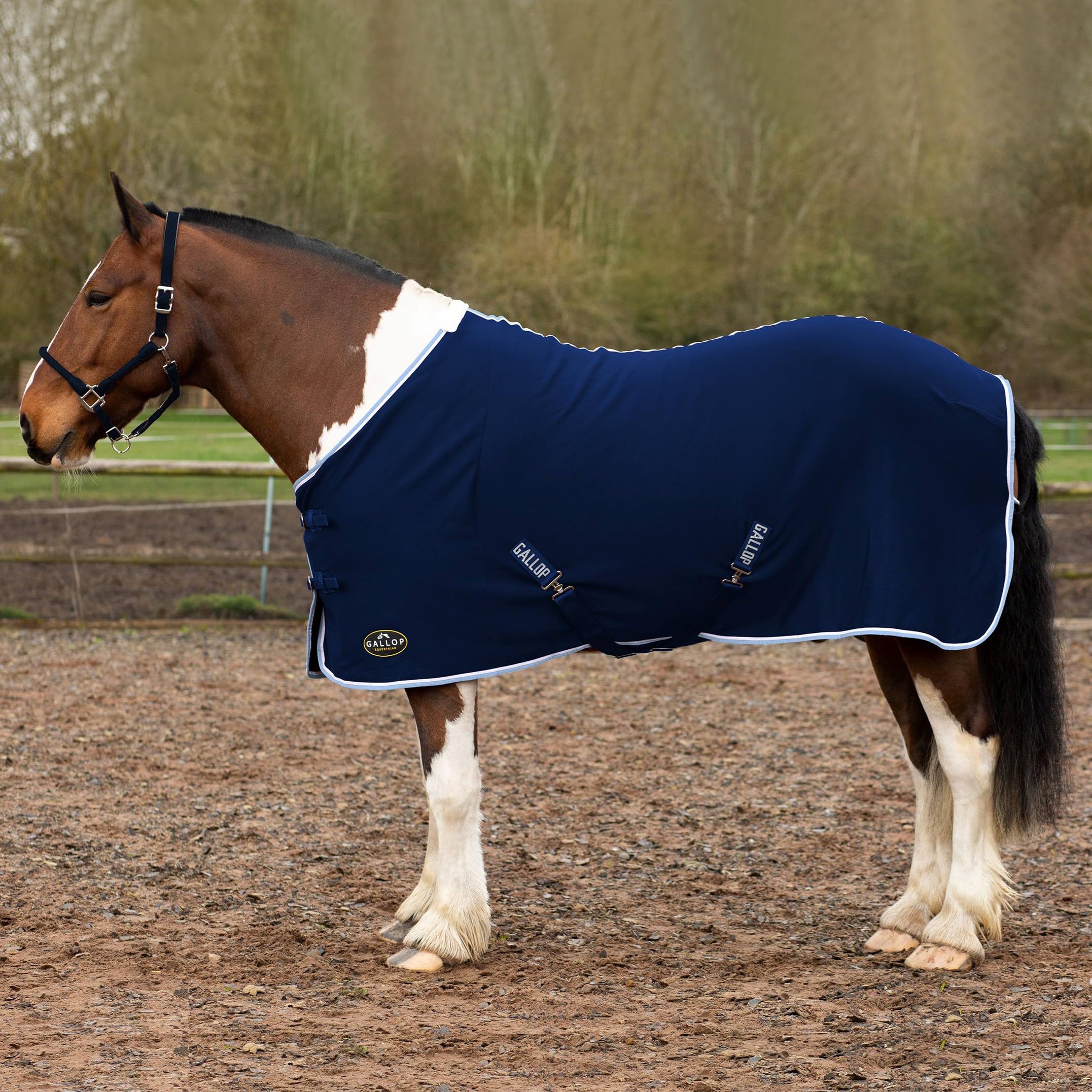 Gallop Jersey Fleece Cooler Rug For Horse Pony Equestrian (5'9", Navy)