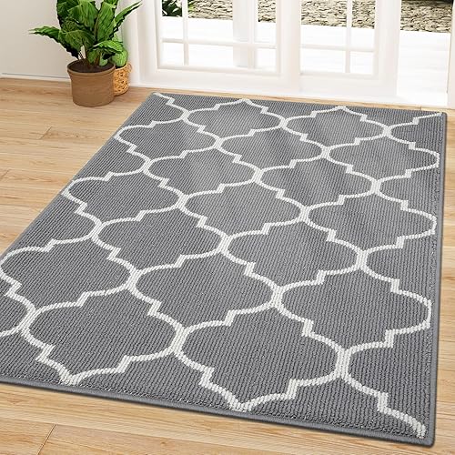 Vista 81 de OLANLY Tapete para puerta de interior, 48 x 32 pulgadas, antideslizante, absorbente, resistente a la suciedad, lavable de perfil bajo para entrada
