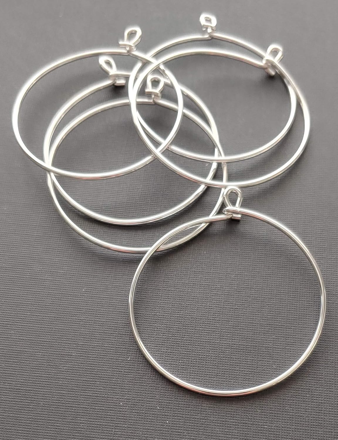 New Lighter Weight Best Hoop Ever 99.9% Silver DuroPlate 43mm Earring Hoop Earring Finding (Pack of 4).
