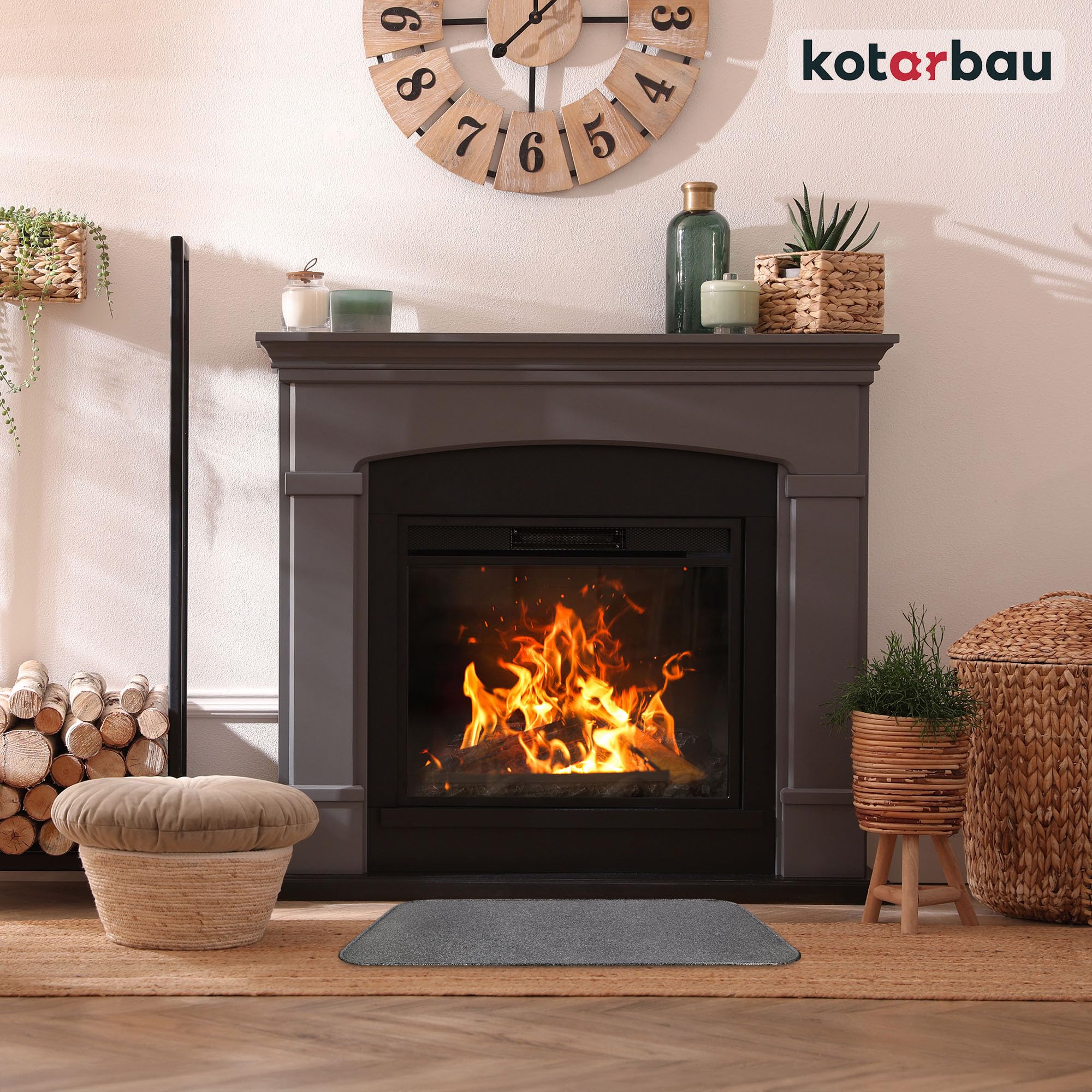 KOTARBAU® Placa Protectora contra chispas, 790 x 480 mm, Chapa de Suelo para Estufas, Plateado Envejecido, Antichispas de Suelo para Chimenea, Protector Resistente a Altas temperaturas, Salvachispas