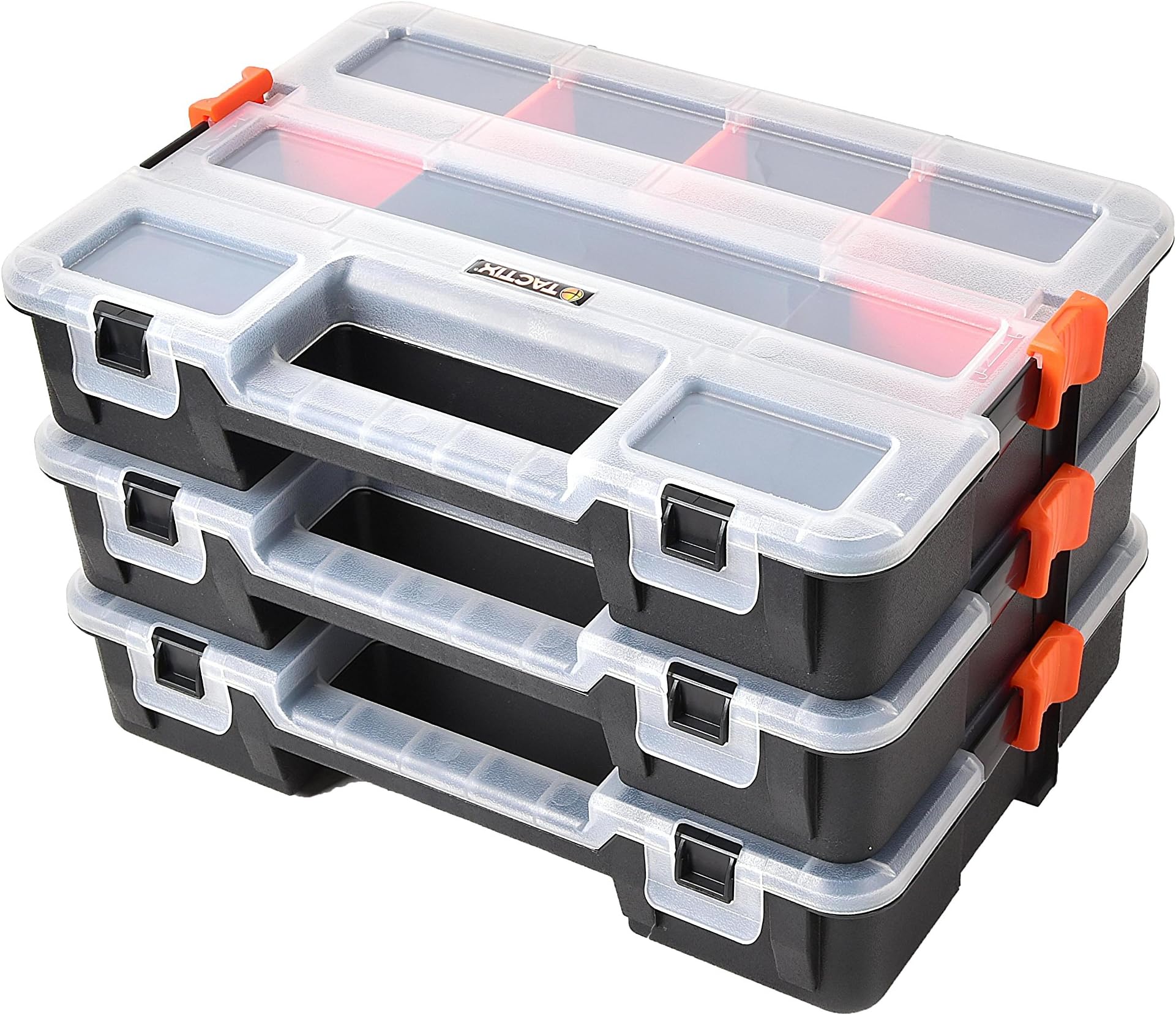 Assortment Box Suitcase, 3 Stackable Organisers with Removable Dividers, Side Lock for Secure Stacking, 320027