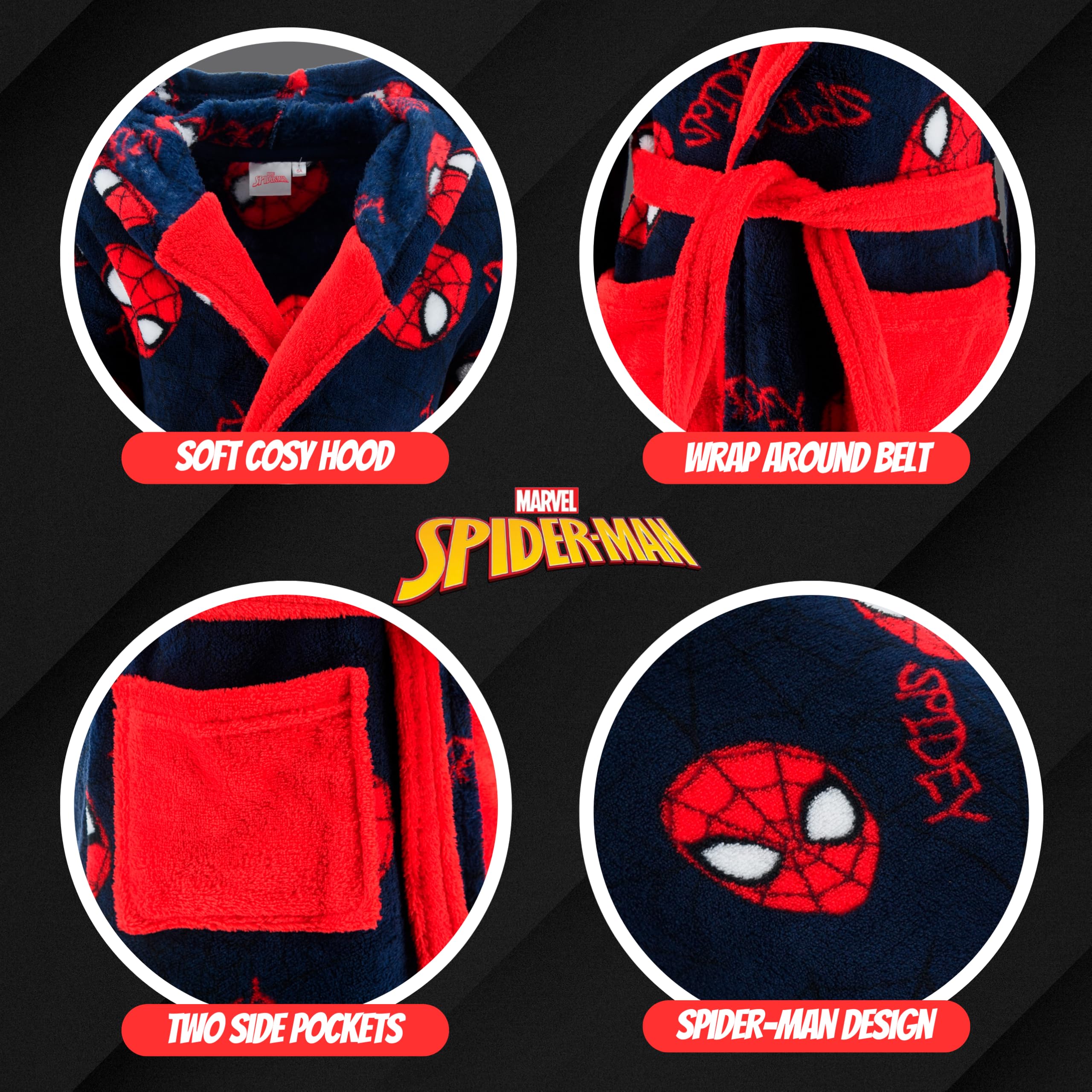 Spiderman Robe de Chambre pour Garçons, Doux, Taille 8 Ans, Rouge
