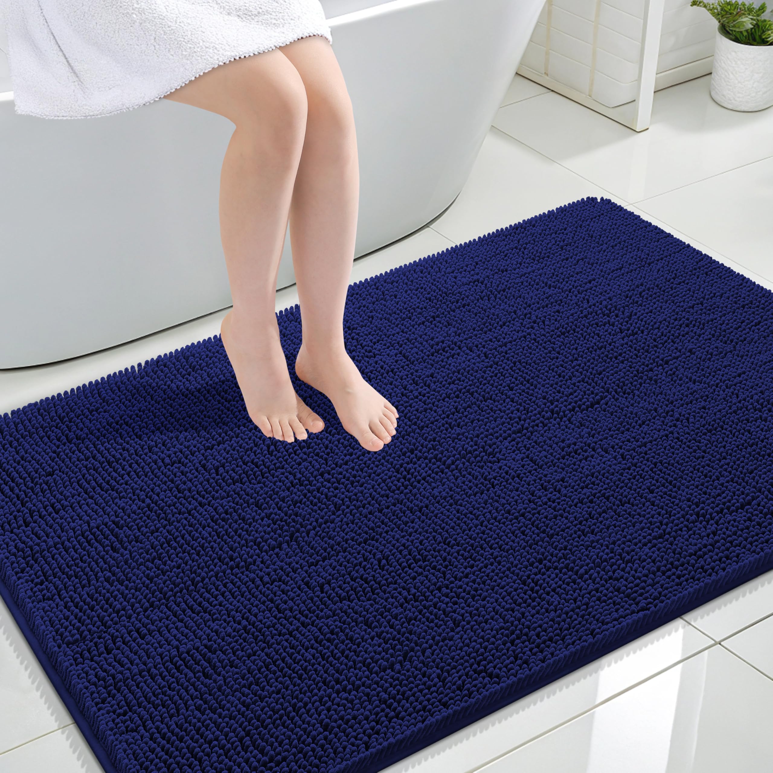 OLANLY Bathroom Rugs 47x32, Extra Soft Absorbent Chenille Bath Rugs, Rubber Backing Quick Dry, Machine Washable Bath Mats for Bathroom Floor, Tub and