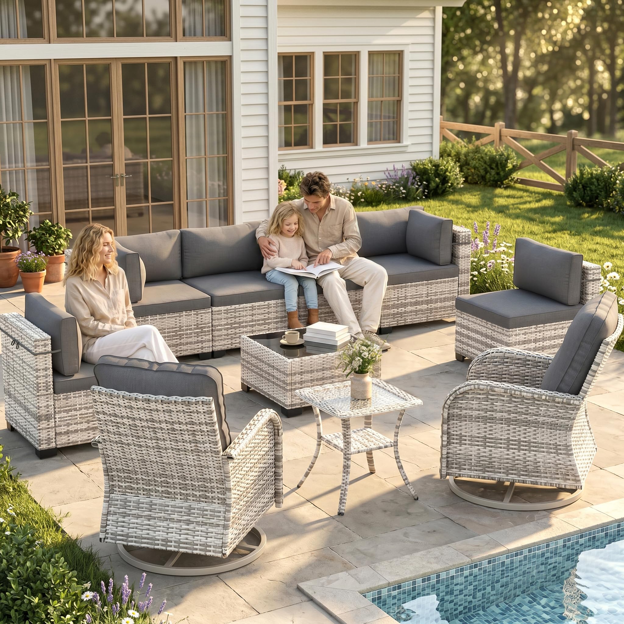 Outdoor PE Wicker Rattan Modular Patio Sectional Sofa Set
