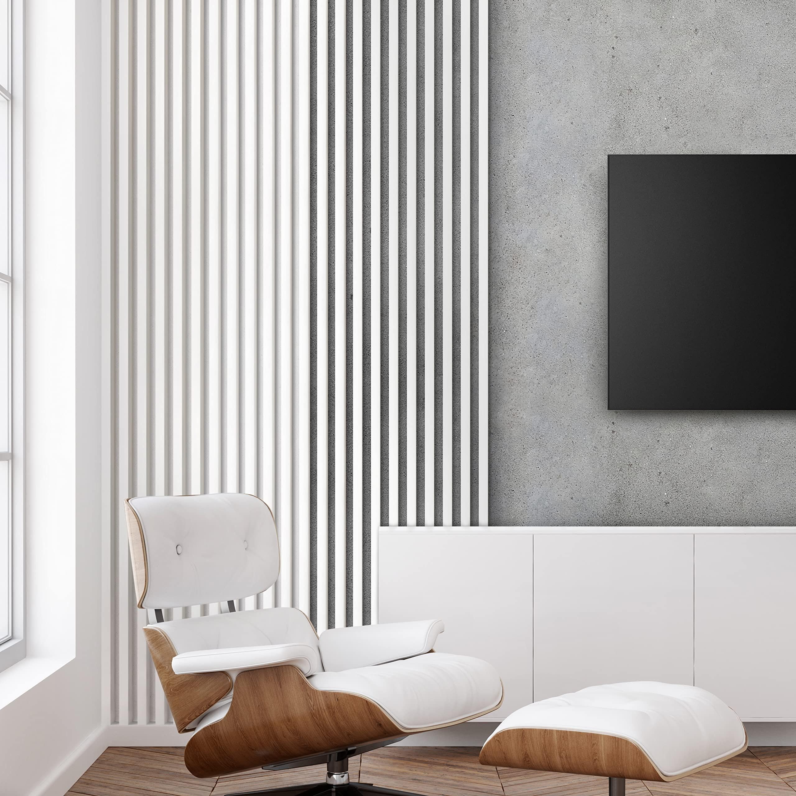 Stegu Linea Slim - Juego de 20 láminas de pared versátiles para mejorar la acústica, fáciles de ajustar, para viviendas y comercios, color blanco, 265 x 2,2 x 2,7 cm