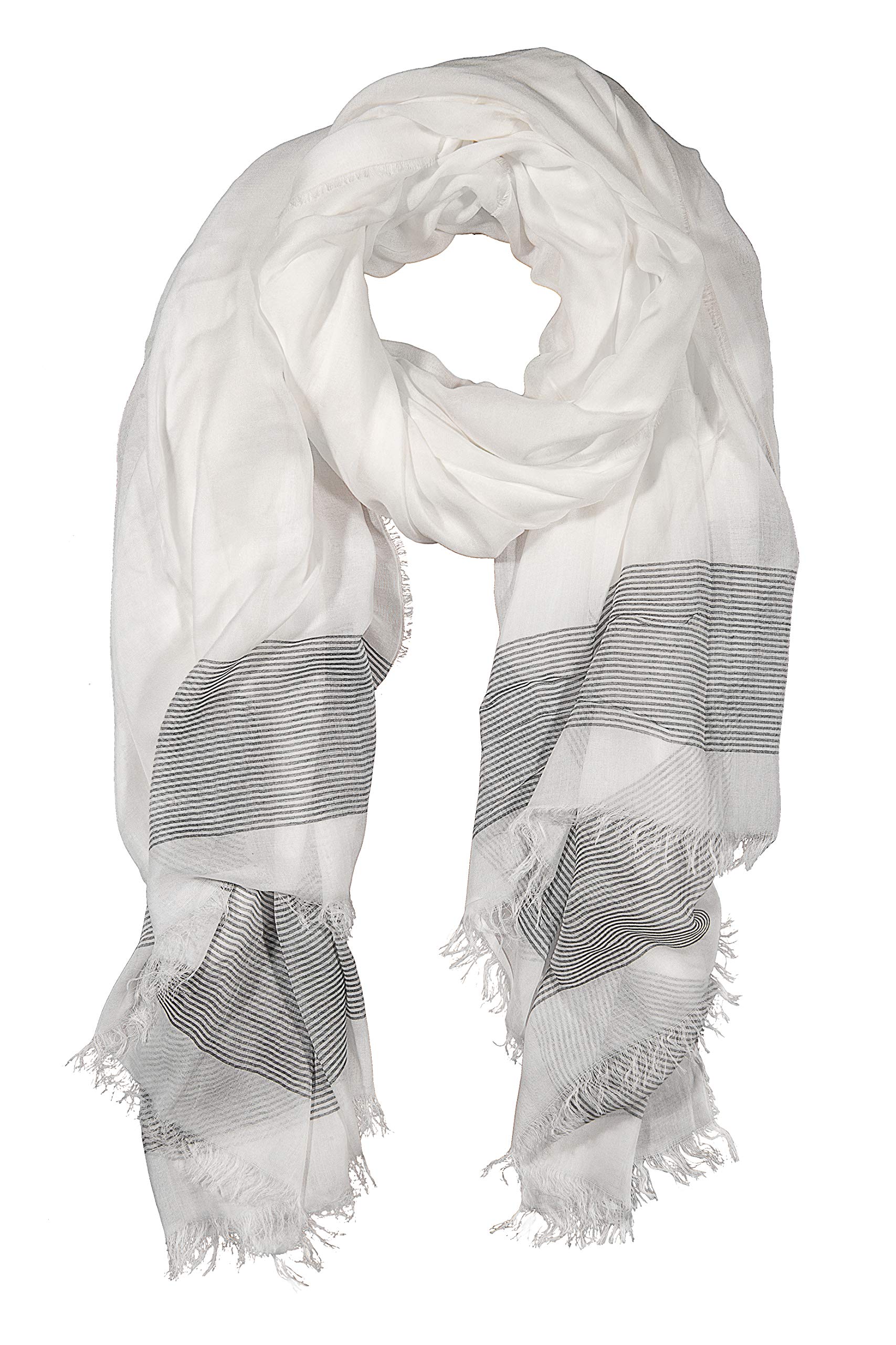 Scarf Shawl Dress Sarong Cover up Wrap Soft Large Long Lightweight Women Men MADE IN ITALY (White, 59" x 75")