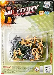 Military Power, Kit com 24 Soldados Militares, Pica Pau Brinquedos, Multicor